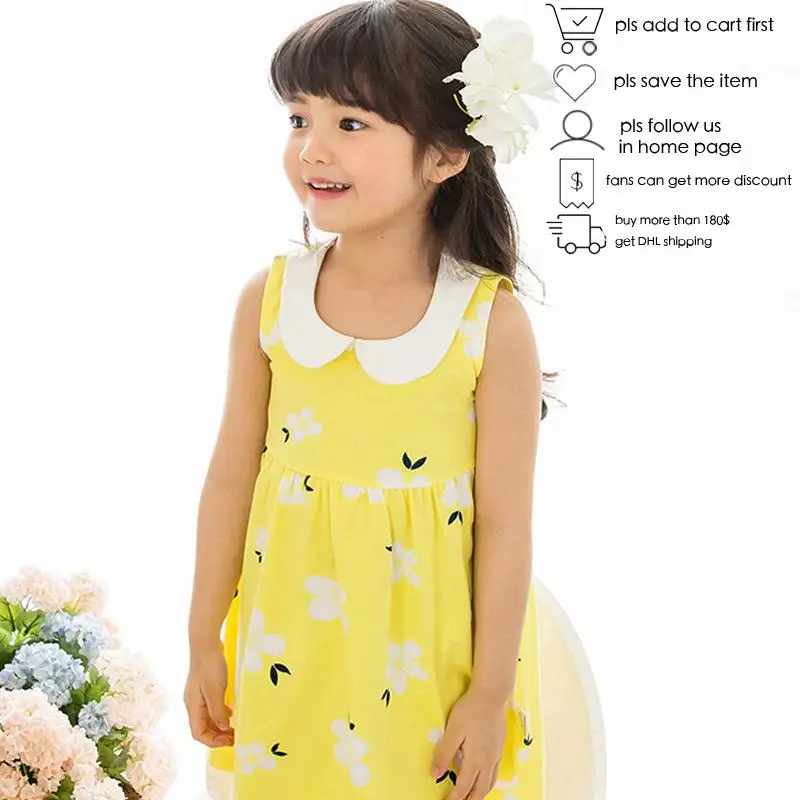 

New Summer Girls Sleeveless Dress Kids Dresses Clothes Girl Turn Down Collar Princess Dress 1 2 3 4 5 6 Years Children Clothing