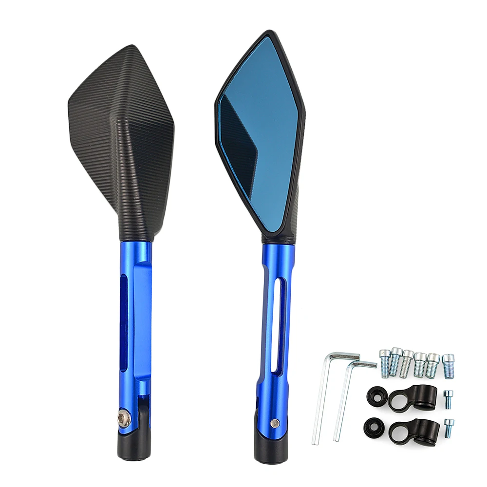 Blue Мотоцикл зеркала сбоку Зеркало заднего вида для Yamaha R1 R3 R6 R125 FZ6 FZ1 FAZER XV 950 MT07 MT09 MT 03 1200 - Цвет: Blue