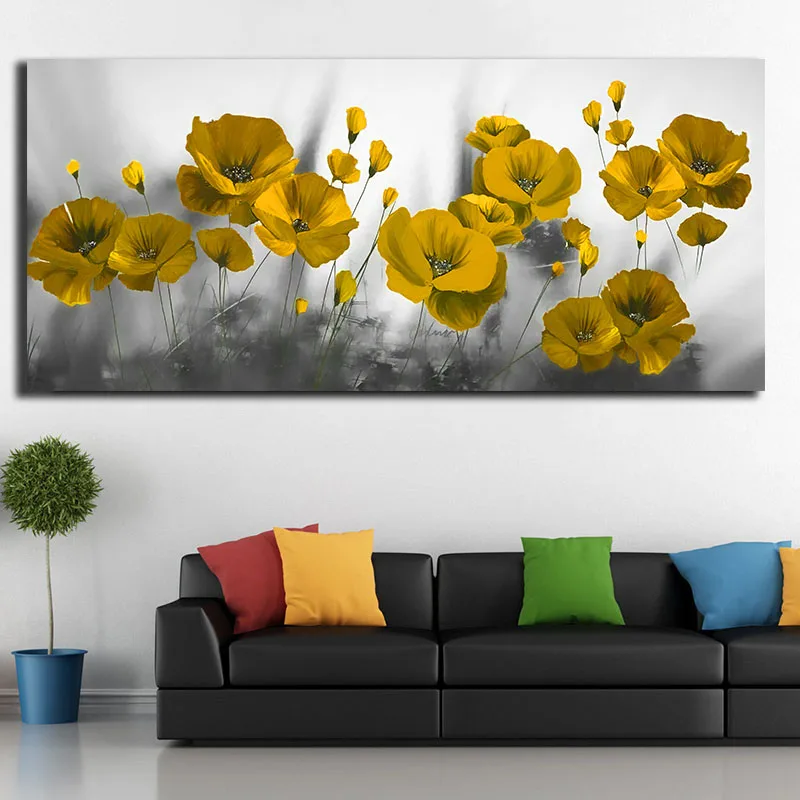 Плакат и принты с изображением красных Маков современные растения Картина на