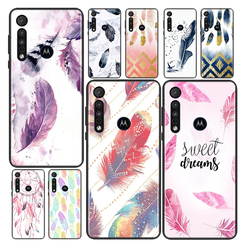 

Watercolor Painting Feathers For Motorola G9 G8 G Stylus Power One Fusion Hyper Edge E7 E6 5G Plus Play Lite Phone Case