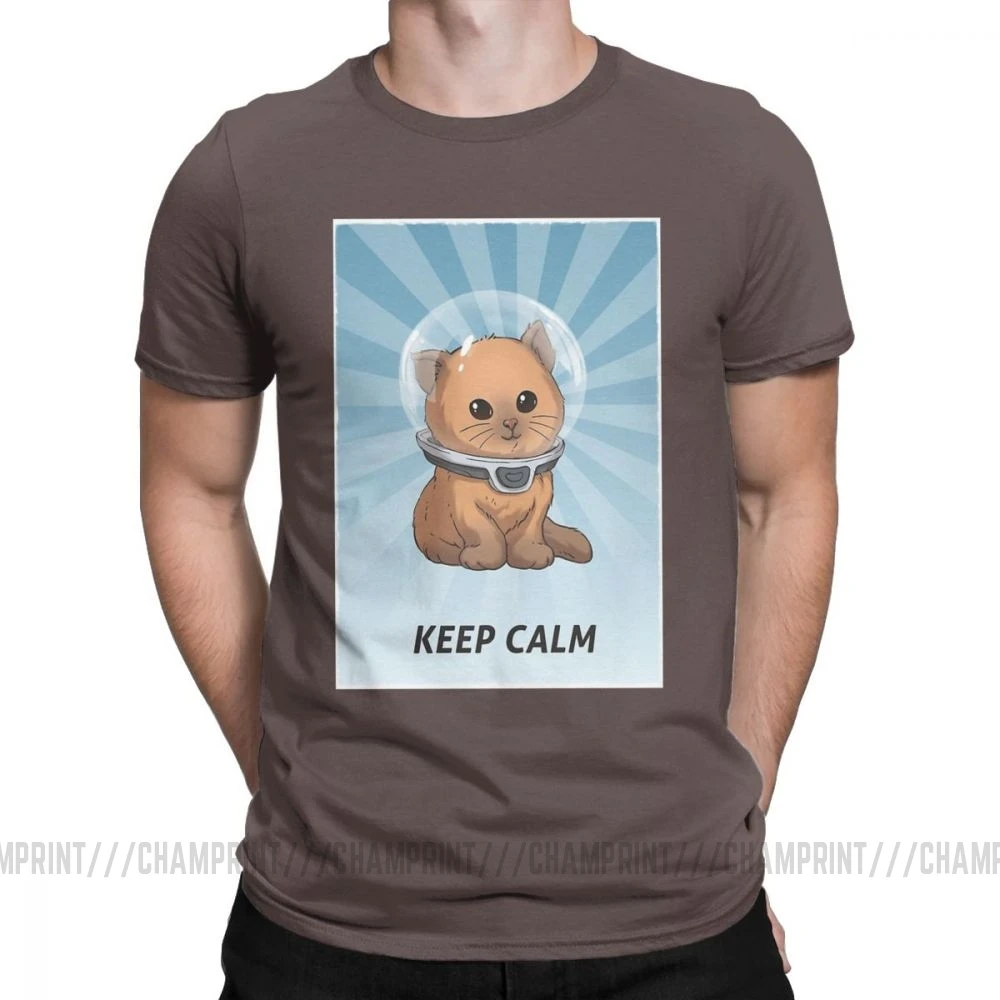 Винтаж Subnautica Keep Calm майки котенок для мужчин чистый хлопок футболки игры море Левиафан жнец Дайвинг рыба короткий рукав тройник - Цвет: Коричневый