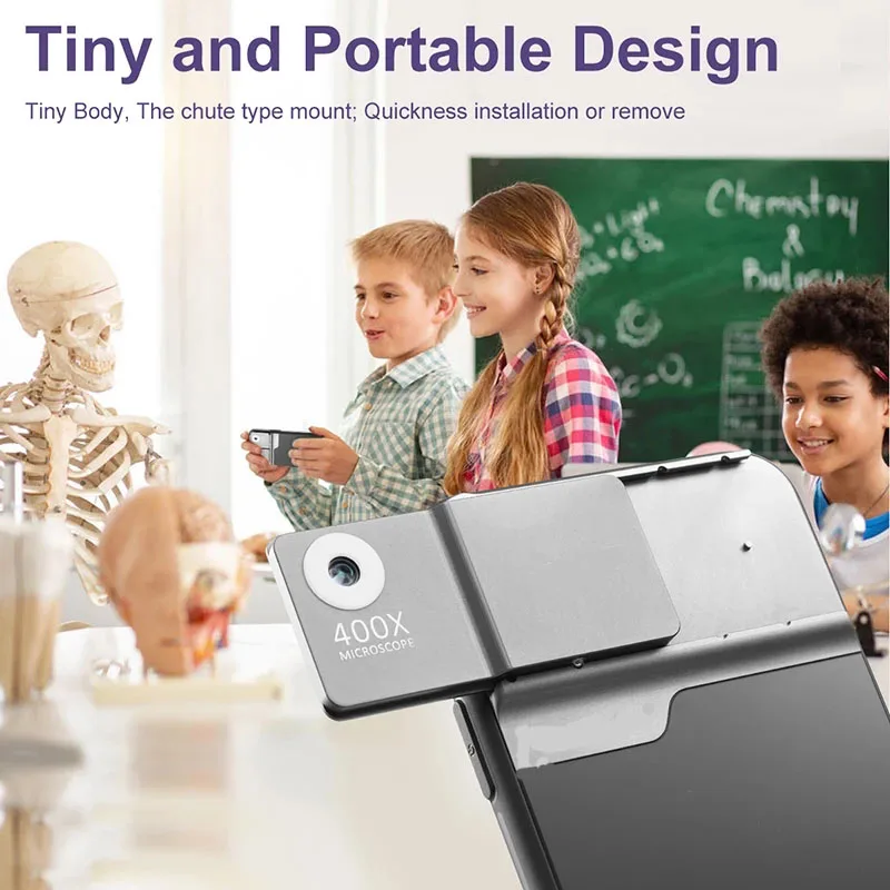 Ceny Uniwersalne Zestawy Obiektywów Mikroskopowych 400X Małe I Przenośne Dla IPhone 11 12 13 14 Pro Max MINI Z Baterią LED Transmituje światło