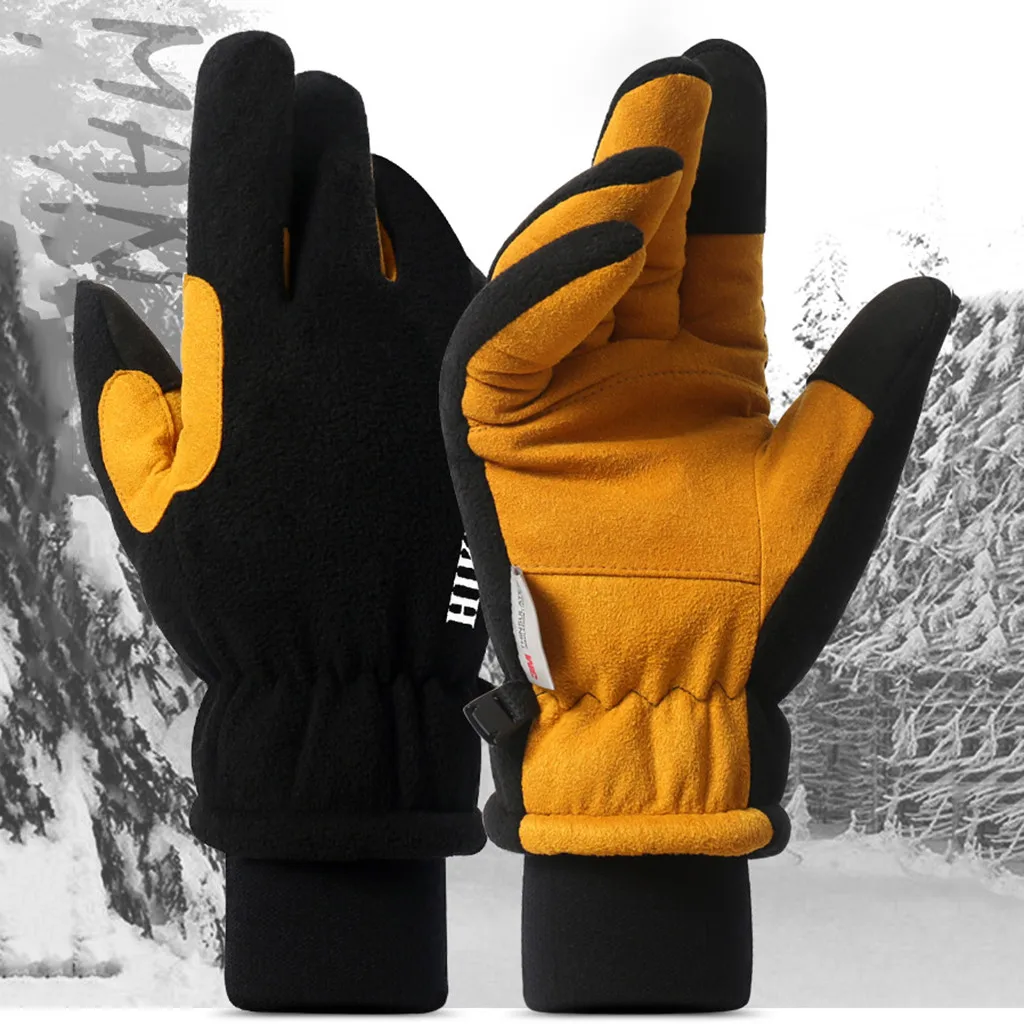 Зимние перчатки для катания на лыжах велосипеде активного отдыха из флиса теплые