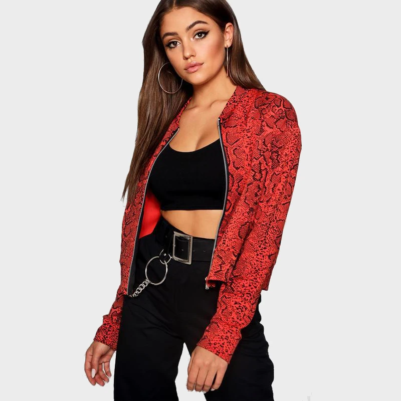 Осенняя модная куртка бомбер с длинным рукавом и леопардовым принтом Женская