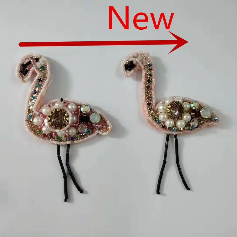 bird 2 шт Корона Сердце Звезда птица свинья нашивки с бисером горный хрусталь кристалл розовый Мотив Аппликация Вышивка пришить патчи для сумки одежды - Цвет: bird