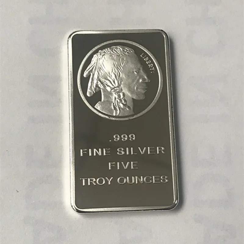 5 шт. немагнитная монета Индийский буйвол 1 унция посеребренный значок из слитки