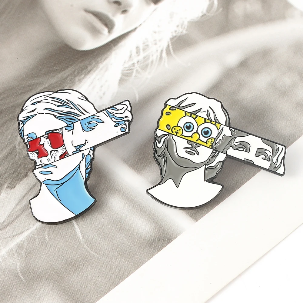 Эмалированная брошь в форме статуи человека Классическая скульптура отворот