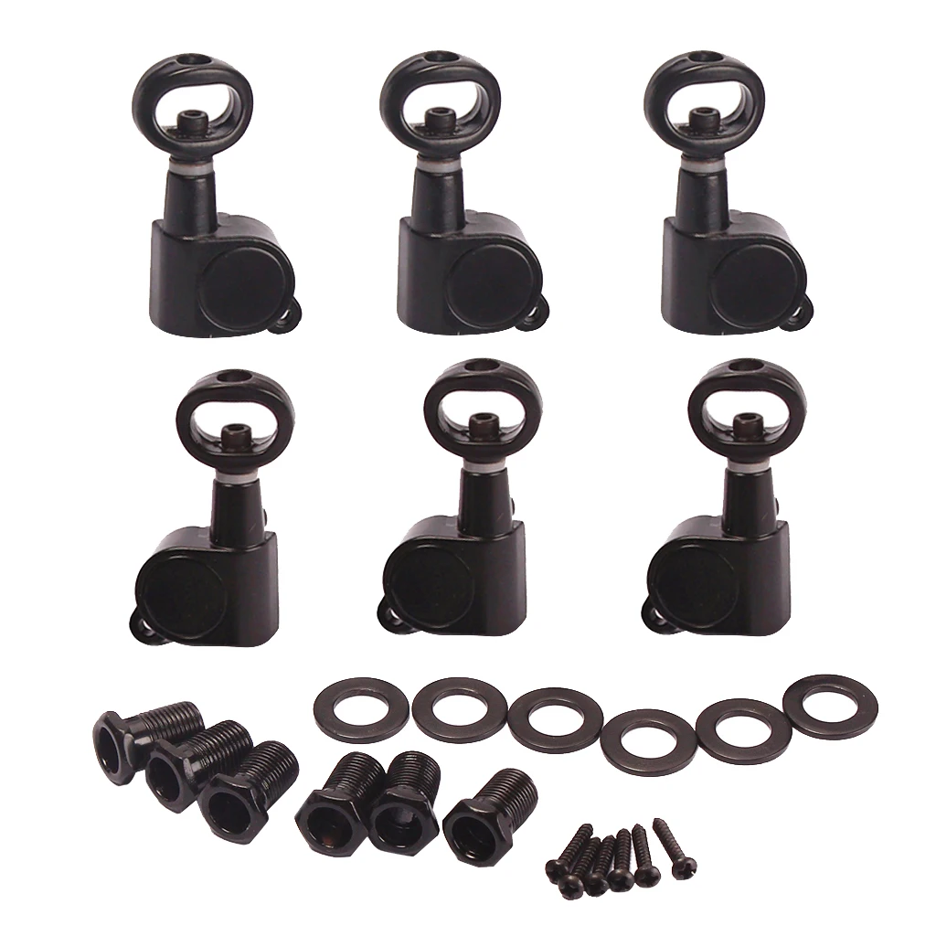 

Комплект из 6 закрытых колышков для гитары, головной тюнер, для электрогитары, черный, 3л, 3R, Premium