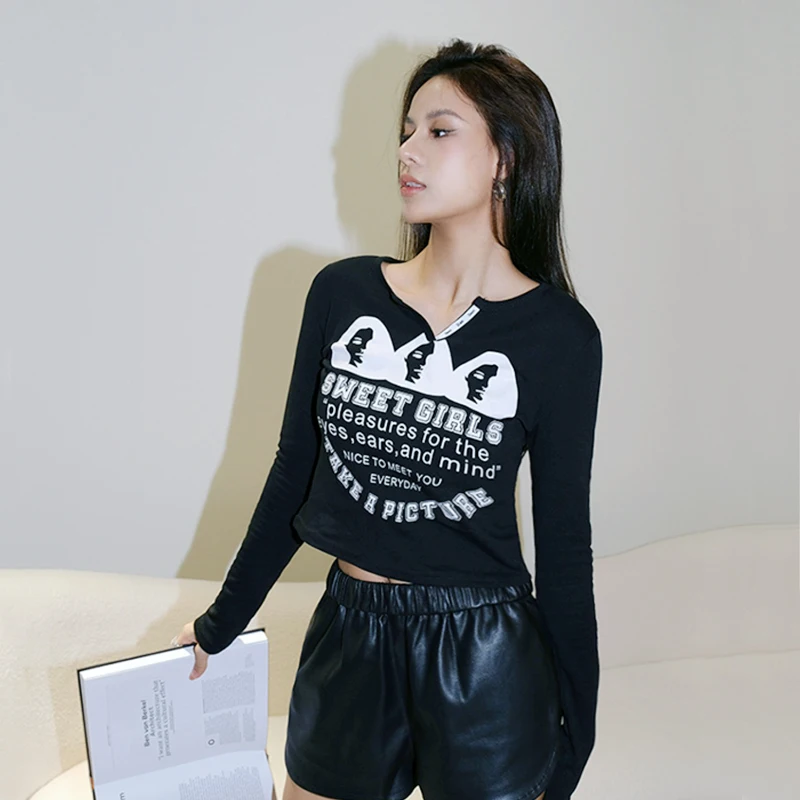 Женская футболка с длинным рукавом и принтом милая девочка | одежда