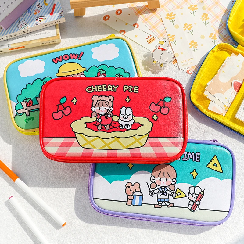 

1 шт./лот мягкая Праздничная сумка для ручек с мультяшным принтом, милая Студенческая сумка для ручек из искусственной кожи, Индивидуальная ...