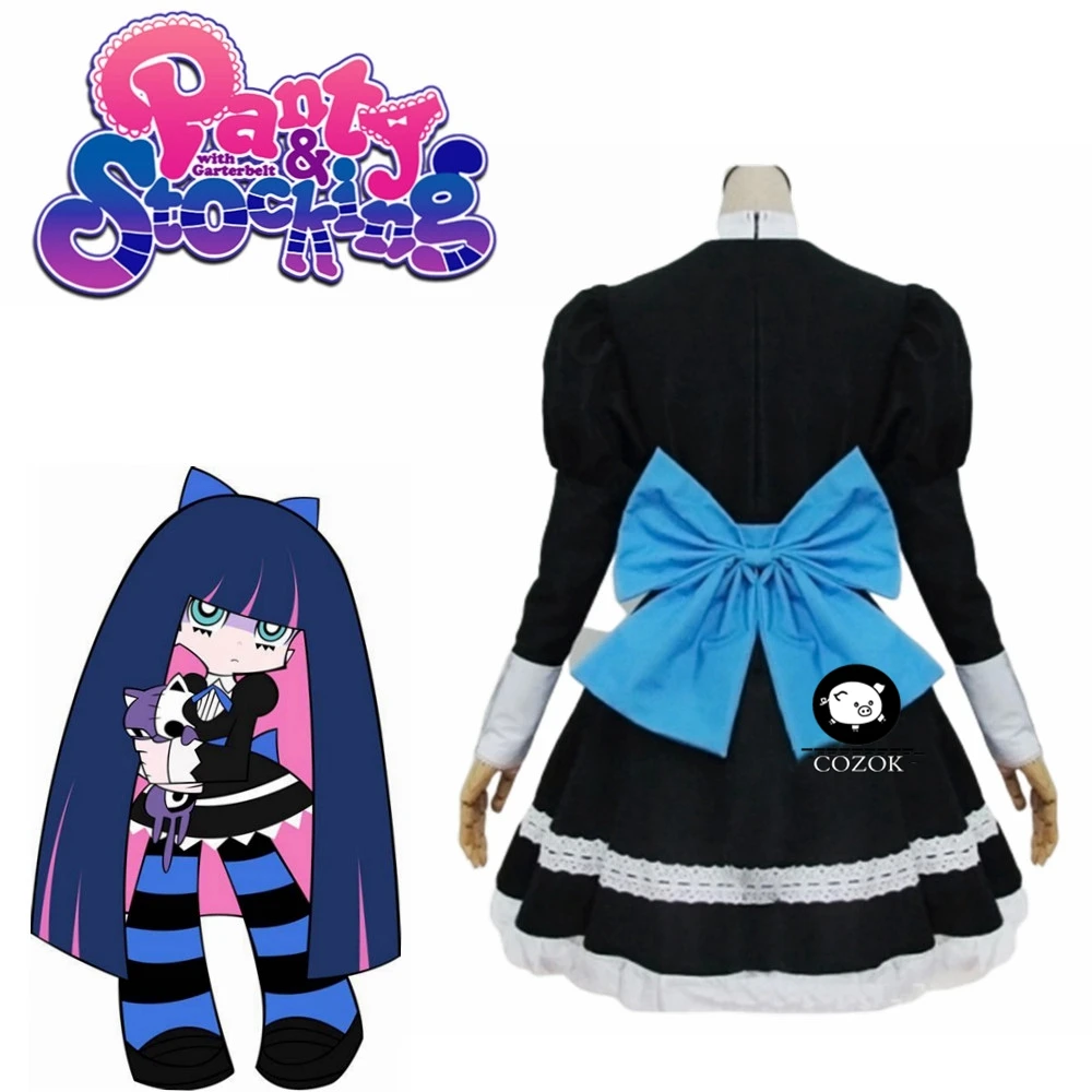 

Panty & Stocking with Garterbelt Heroine Anarchy Stocking Black Dress Cosplay Costume Lolita Dress