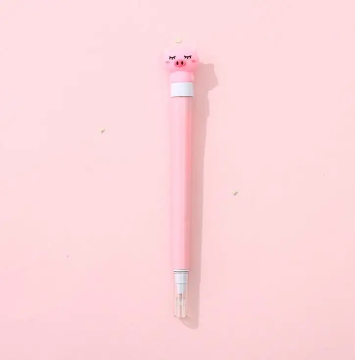 pig pink 1 шт. 0,5 мм Kawaii Мультфильм Единорог кролик освещение черные чернила гель детская ручка подарок школьные офисные канцелярские принадлежности - Цвет: pig pink
