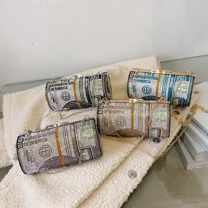 Вечерние клатчи с кристаллами и стразами женские круглые маленькие сумочки для