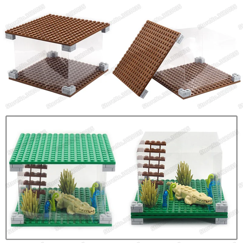 Прозрачная выставочная коробка для строительных блоков Layman отображение военных