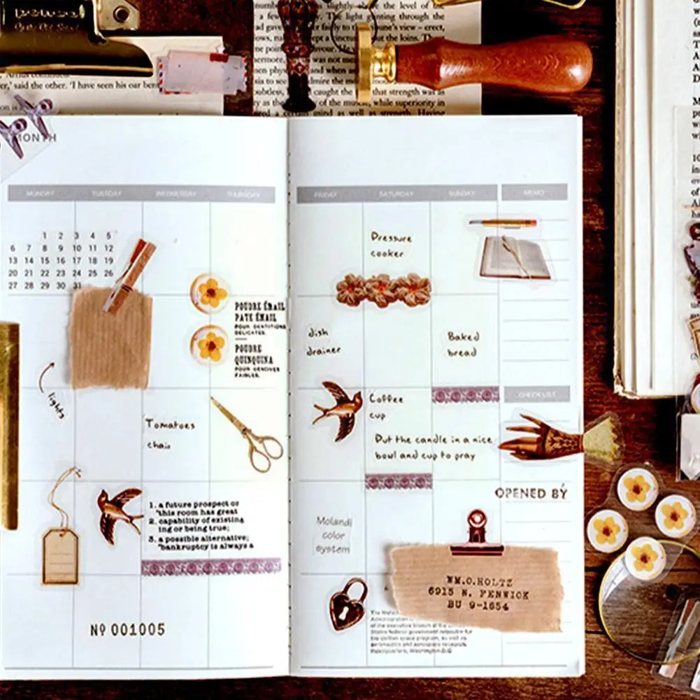 

40pcs/t Set Pet Sticker Bag Jenny Long Time Series Diy Creative Hand Account Plant Stationery Decoration Accessories Materi S4C1