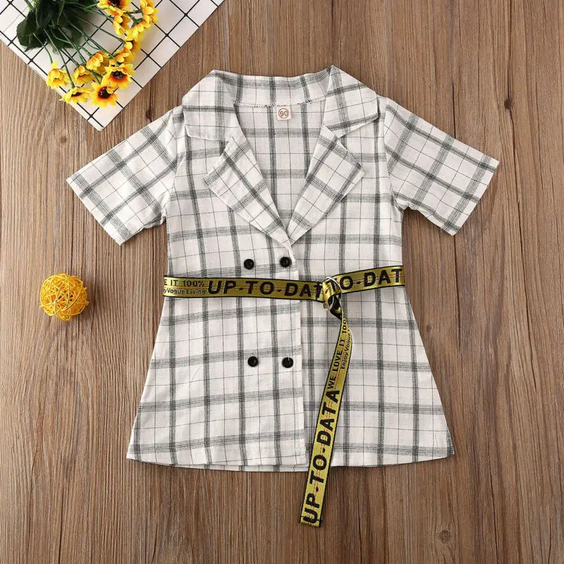 PUDCOCO/Модная бандажная Одежда для маленьких девочек платье-рубашка в клетку и