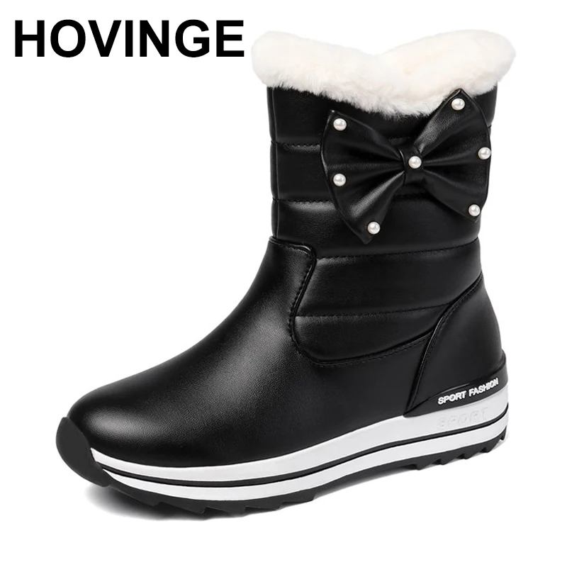 

HOVING Big Size 31-43 New winter boot Parent-child shoes Korean style girl bowtie keep warm snow boots women casual ankle boots