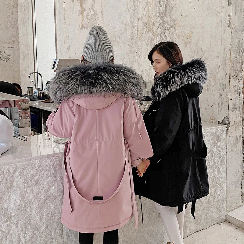 

Lace-up Bow Down New Winter Slim Coats Women Cotton Wadded Hooded Jacket medium-long Casual Parka Plus Size 3XL Snow Outwear