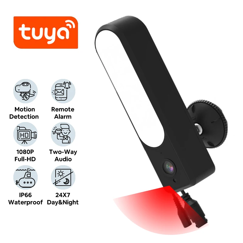 

Tuya Smart Life 1080P Lamp IP Camera IP66 Waterproof Wireless WiFi Floodlight Motion Detected work with Alexa Google home