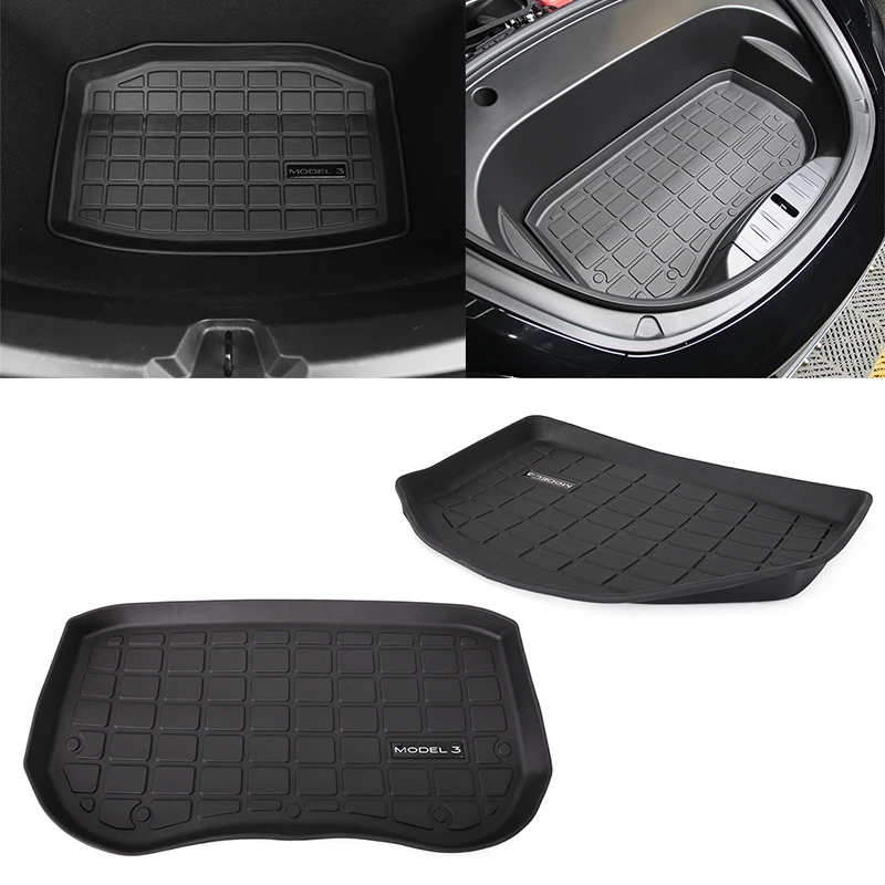 

For Tesla Model 3 2021 New Car Front Rear Trunk Storage Mat Cargo Tray Trunk TPE Waterproof Protective Pads Car Accessories