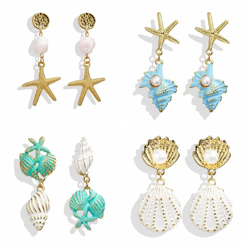 Богемные натуральные серьги-капли из ракушки для женщин и девушек модные