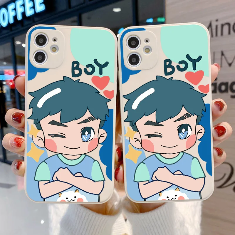 

Cute Boy Bumper For iPhone 12 Pro Max Soft TPU Capa For iPhone 11 Pro 12 Mini Capa Cover X XS 11 Pro Max 12 XR 6 6S 7 8 SE 2020