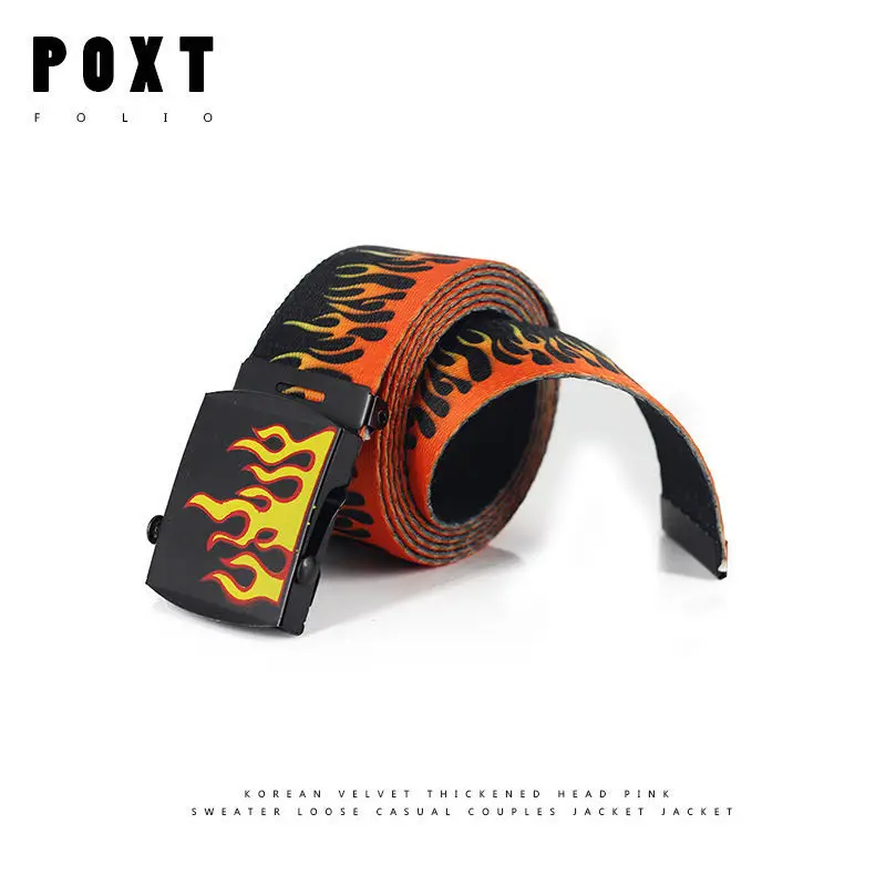 

Fashion hip-hop trend men's belt, personality casual flame belt for men and women