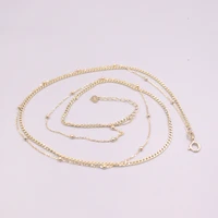 au750 pure 18k yellow gold chain o beads curb link necklace 3 2g 15 7inch for women lucky gift