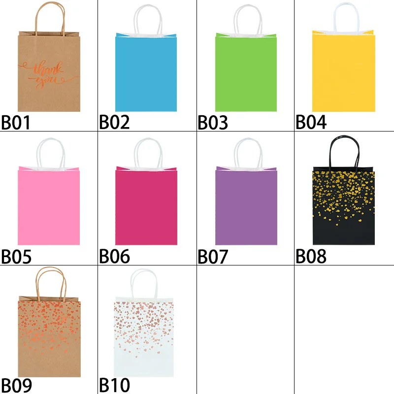 6 шт./лот красочный пакет из крафт-бумаги с ручками Подарочные Упаковочные пакеты