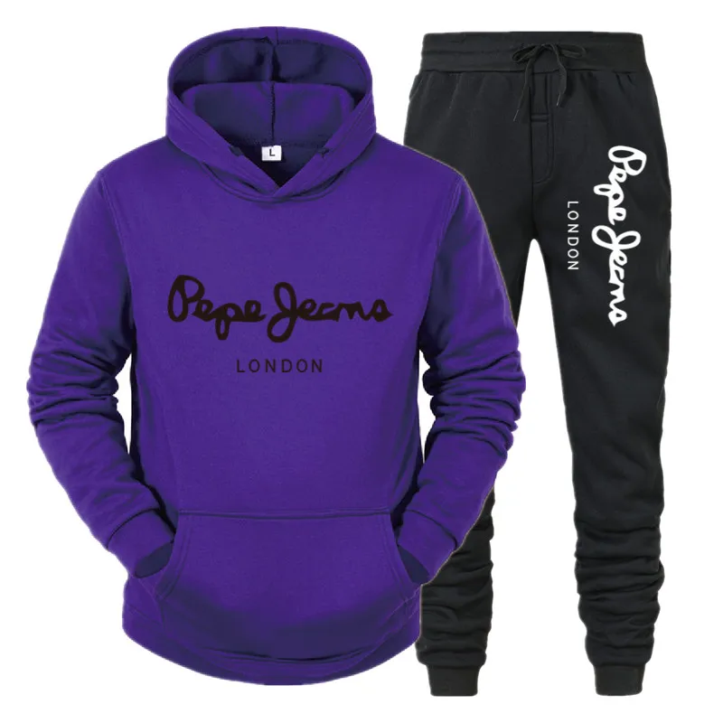 

New Men Hoodies Suit Tracksuit Sweatshirt Suit Fleece Hoodie+Sweat pants Jogging Homme Pullover 3XL Sporting Suit Male