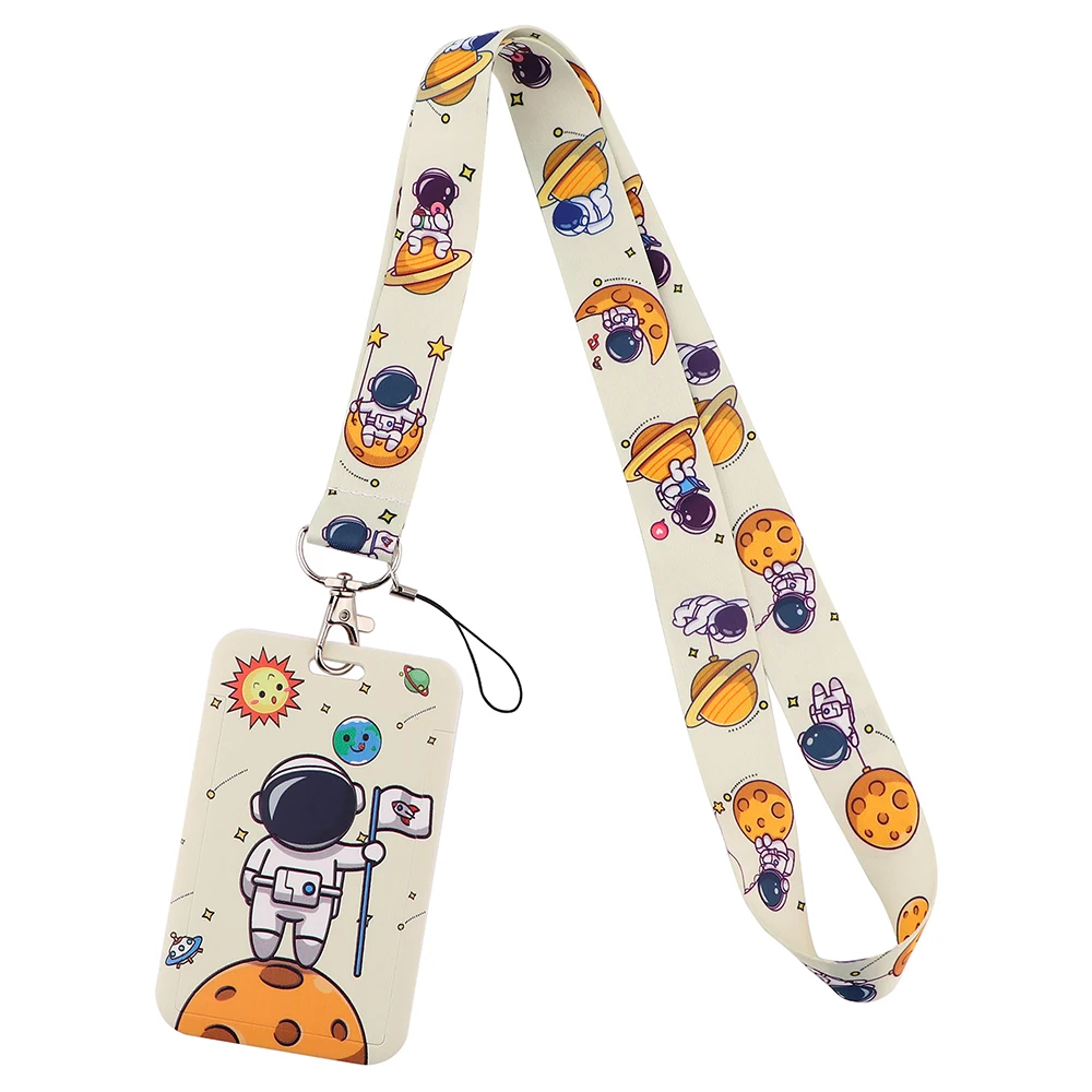 

Student Astronaut Lanyard For Keys Chain ID Credit card Cover Pass Mobile Phone Charm Neck Straps Badge Holder Key Accessories