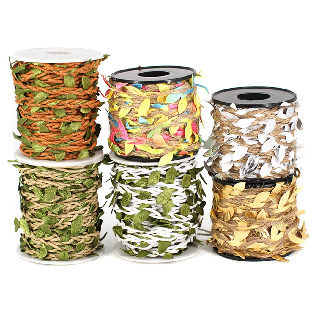 

1 Roll Of 10M Artificial Rattan 10Meter Leaf Hemp Rope Flower Garland For Home Rome Decor Wedding Party