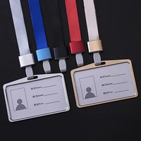 1pcs unisex aluminum alloy work name card badge holders women men credit card business bus id holder case