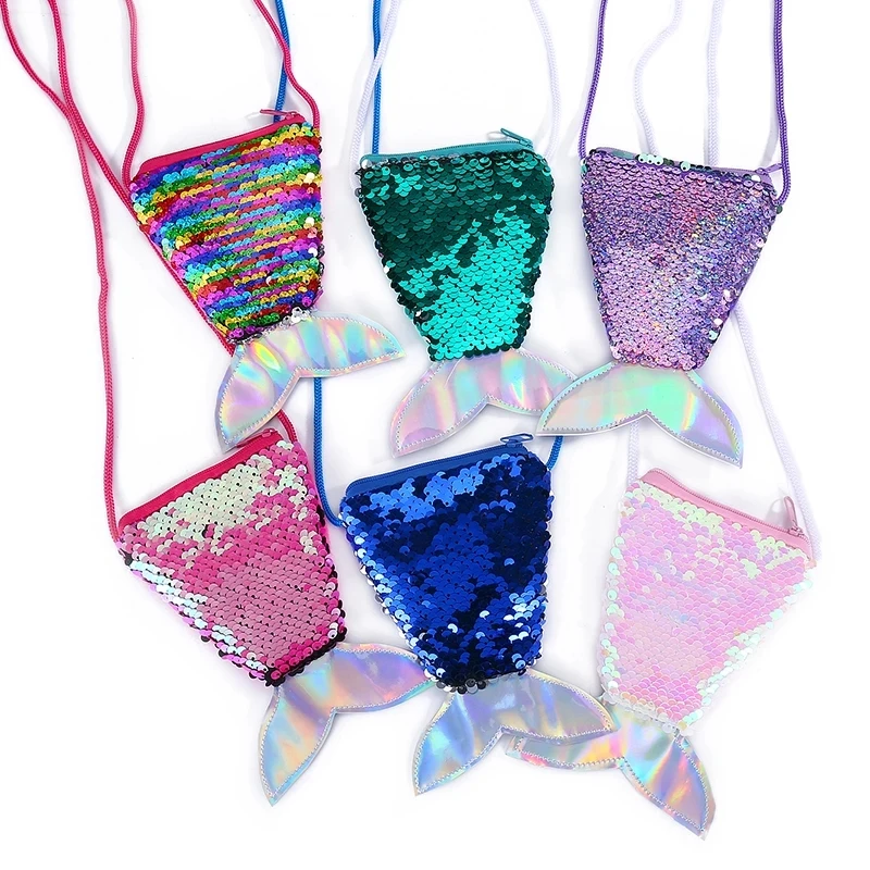 Плтье хвост русалки для детей монета сумка со стразами чехол с отделением