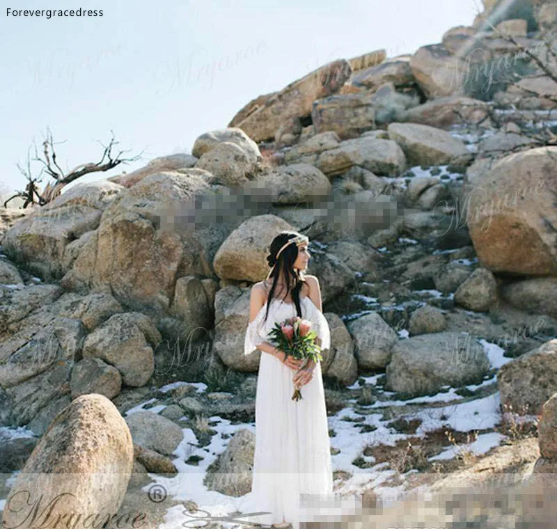 Новый дизайн богемное пляжное кружевное шифоновое свадебное платье длинное в