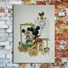 Disney Микки Мышь эскиз Уолт Disney Self Portrait Печать на холсте Живопись Забавный плакат для живу номер Украшения в спальню без рамки