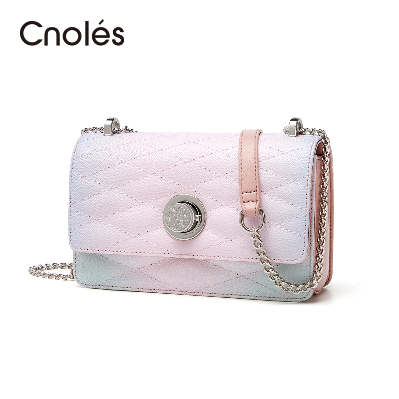 Pink Color Bag Cover Women's Shoulder Small Square Bag Cute Metal Crossbody Mobile Phone Coin Purse Chain Handbag