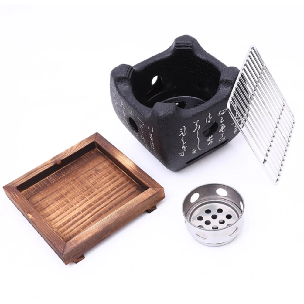

Portable BBQ Grill Camping Table Top Barbecue Stove Japanese Food Charcoal Stove with Wire Rack and Base Tray