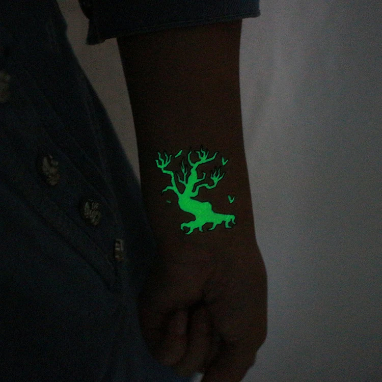 Водонепроницаемая Временная тату-наклейка светящаяся блестящая Хэллоуин Ведьма