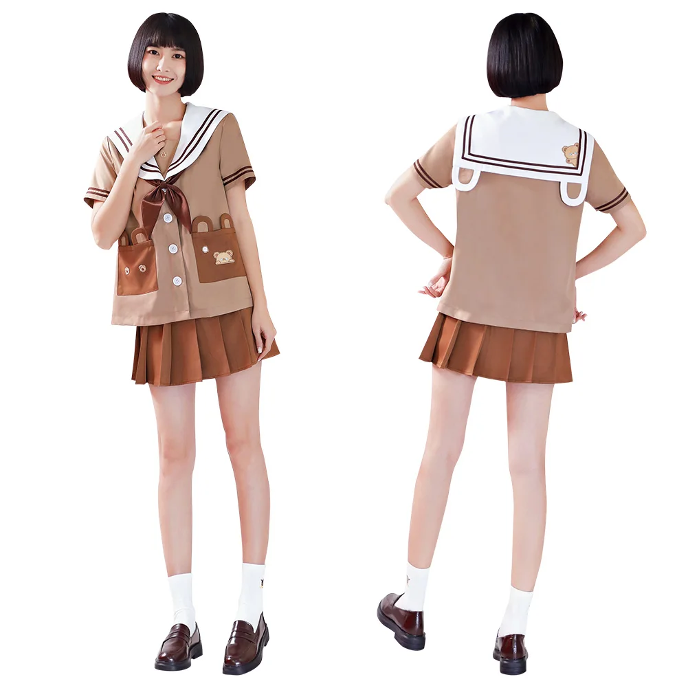 Японский костюм в стиле Харадзюку С матросским воротником для девочек наряды с