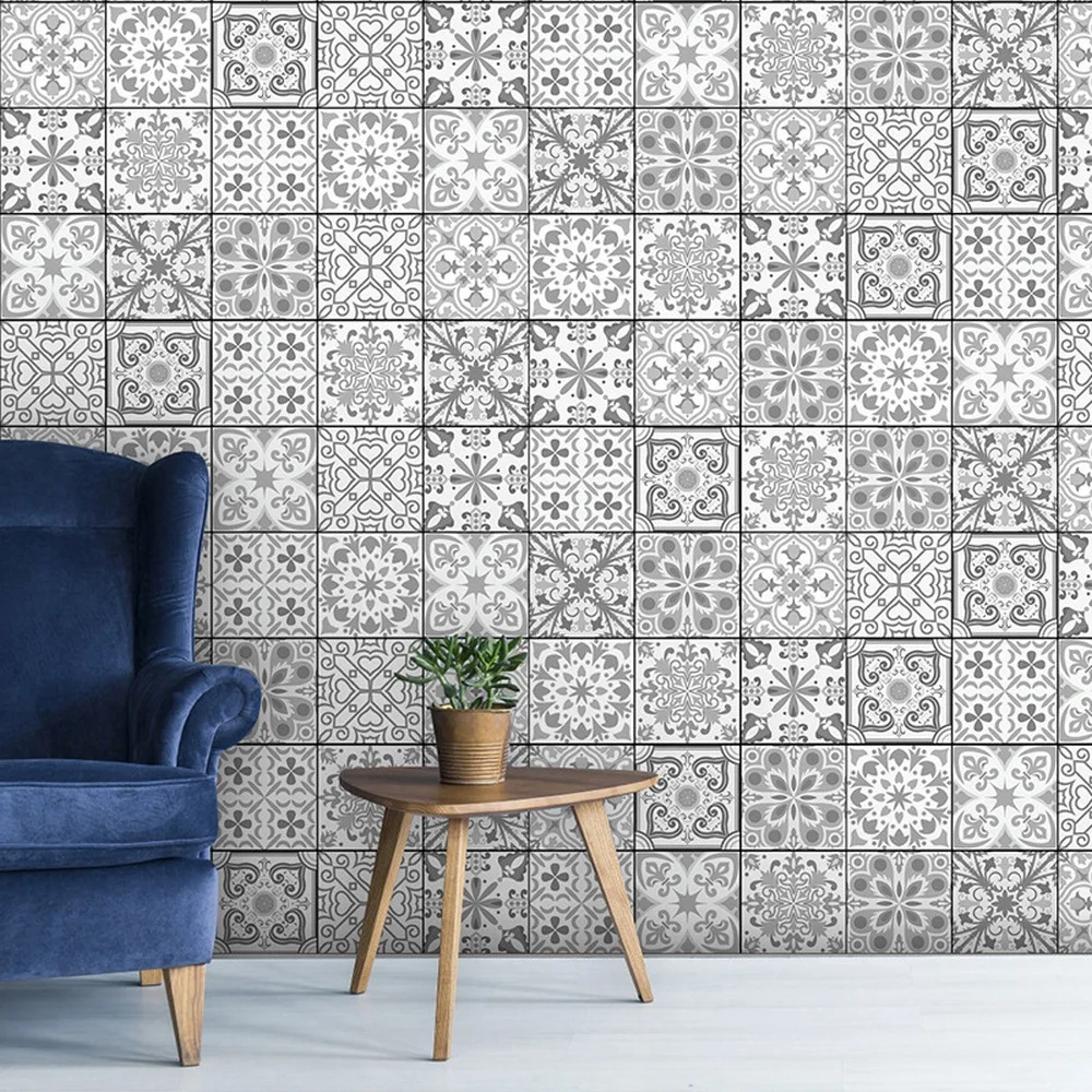 

10PCS Three-dimensional Tile Stickers PVC Wall Stickers Bathroom Wash Waterproof Oil Proof Toilet Bedroom Stickers Floor Sticker