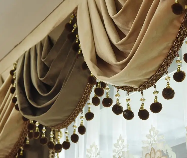 1pc valance Американский стиль голландский бархат чистый цвет занавес s подзор для гостиной окно затемненная плотная занавеска для спальни отель драпировка - Цвет: 1pc valance
