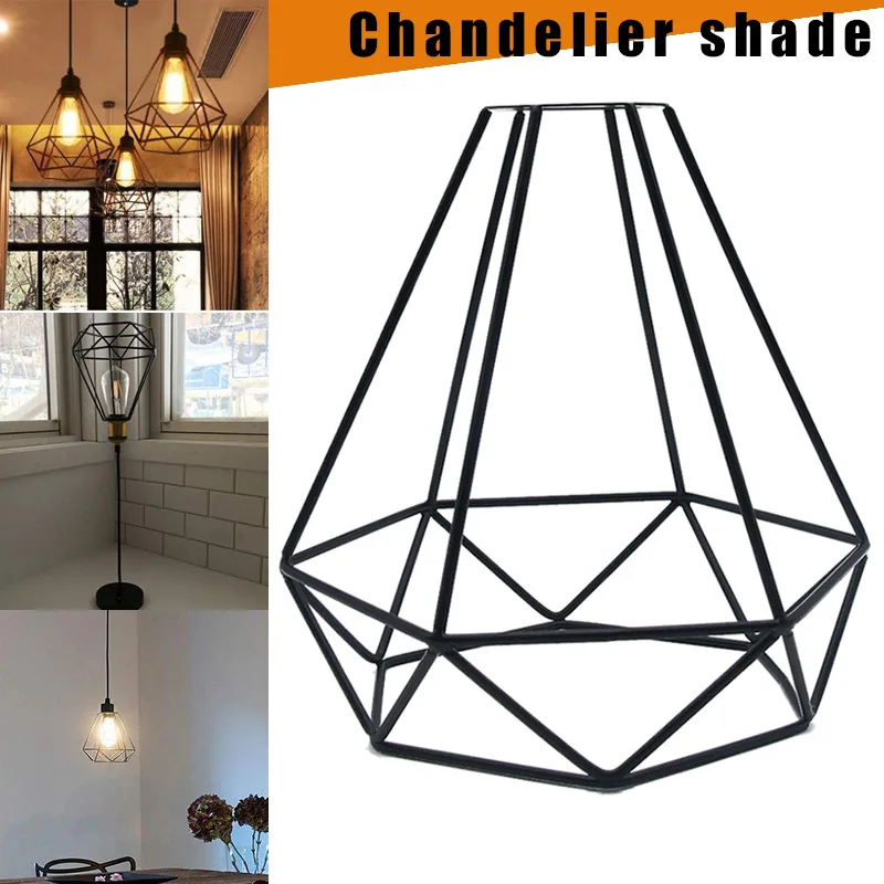 

Hot sale Geometric Pendant Metal Lamp Guard Retro Vintage Ceiling Light Shade Iron Cage Dropshipping uacr Lamp Covers Shades New