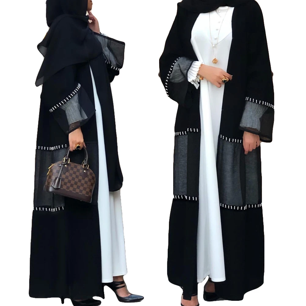Мусульманское длинное платье для женщин, роскошное кружевное лоскутное платье с бисером, Дубай, Рамадан, длинное платье, арабское платье дл...