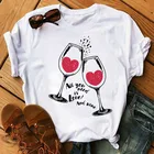 FIXSYS вина и любовь стекло для женщин футболки забавные печатные буквы футболка женская летняя обувь новые модные короткий рукав Повседневная футболка