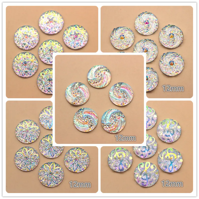 100 шт. 12 мм круглые прозрачные AB ветер/звезда/Музыкальные ноты/Цветочная
