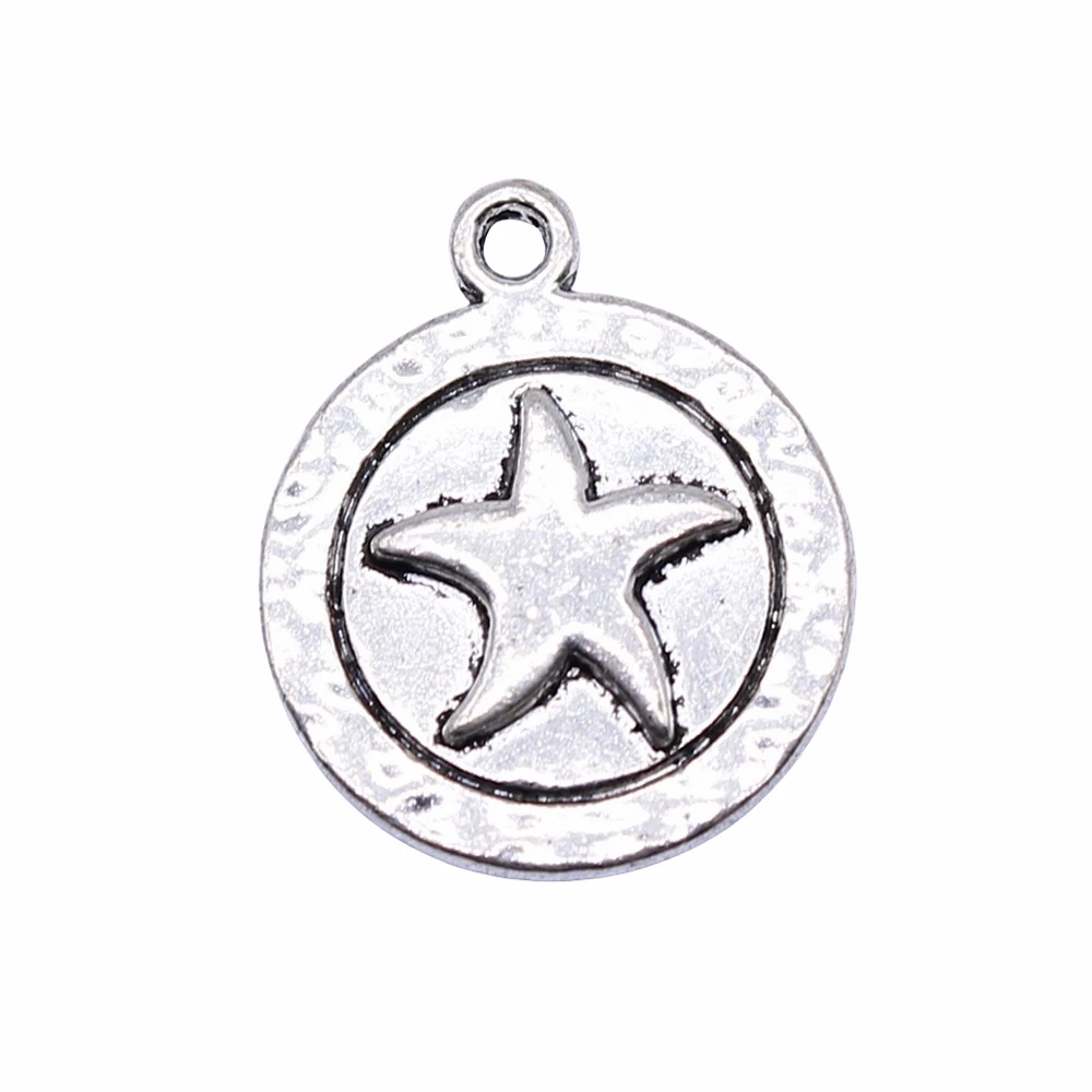 

WYSIWYG 10pcs 17x15mm Antique Silver Color Round Star Starfish Charms Pendant For Jewelry Making DIY Jewelry Findings