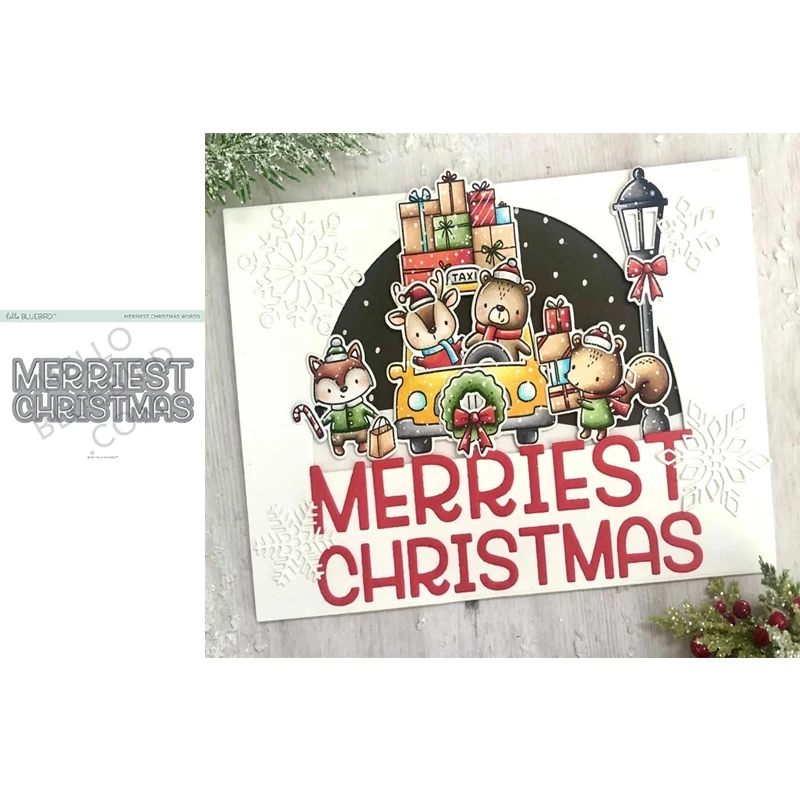 

MERRIEST CHRISTMAS Letters Metal Cutting Dies for Scrapbooking Stencil Knife Mould Blade Punch Model Craft Decoration Template