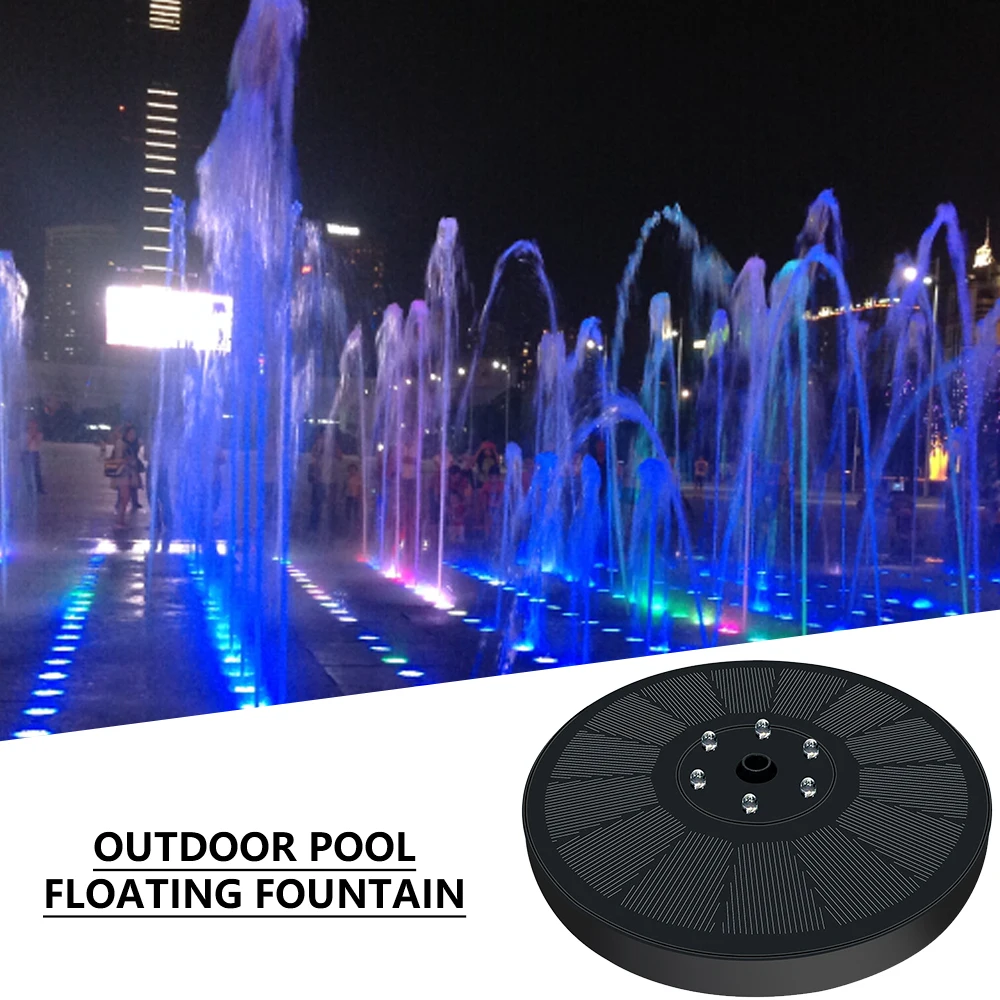 

Solar Fountain Garden Decoration Outdoor Waterproof Floating Pools Colorful LED Lights Solar Pump For Bird Bath Backyard Pond