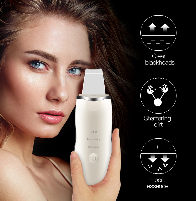 Профессиональный ультразвуковой скребок для кожи лица Ион глубокое очищение